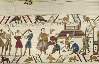 Normans construct fortifications at Hastings, Bayeux Tapestry by Unbekannt Unbekannt